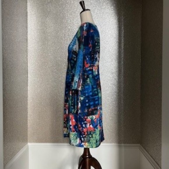 Oleg Cassini- Bloomingdales, multi color dress, size 8. - Picture 6 of 9